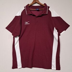 Mizuno Coach Polo Mens Red Performance Embroidery Baseball Shirt XL